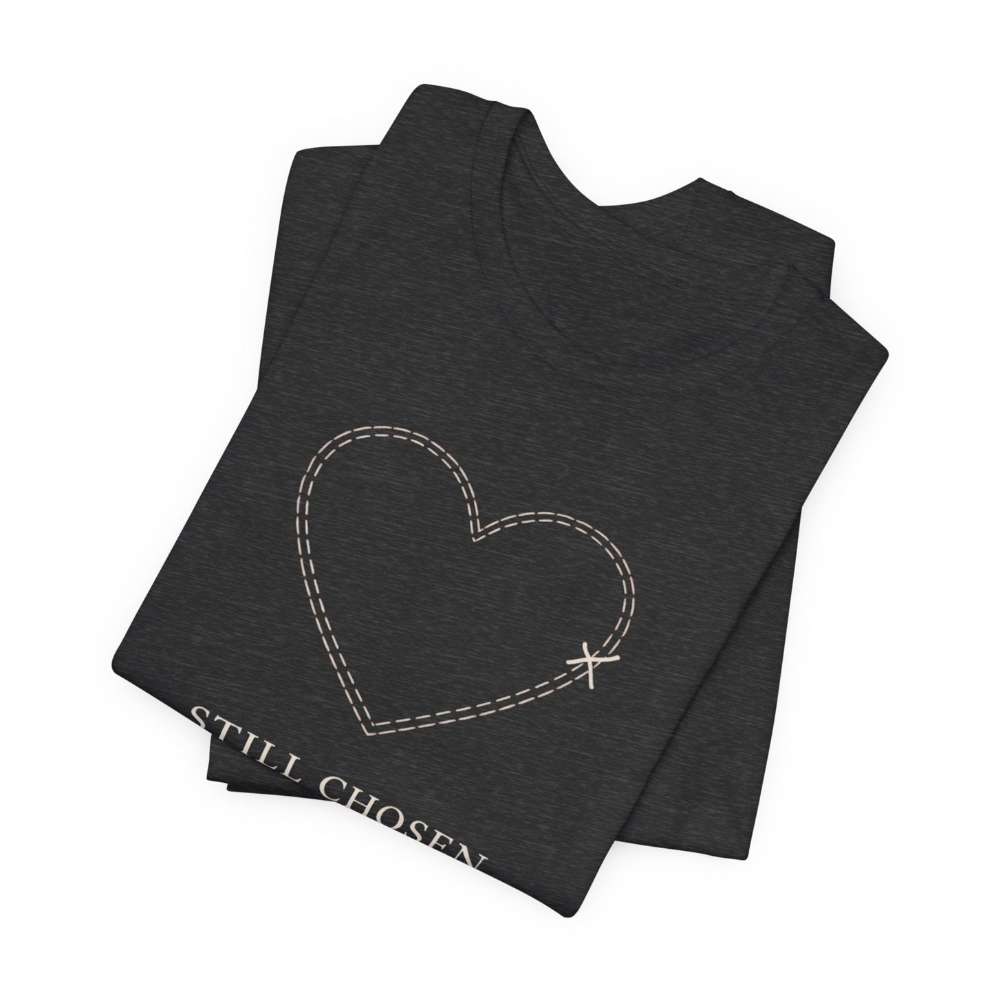 Still Chosen Heart Tee – Minimal Faith - Inspired Unisex Shirt with Stitched Heart Design - Spirit Stitch