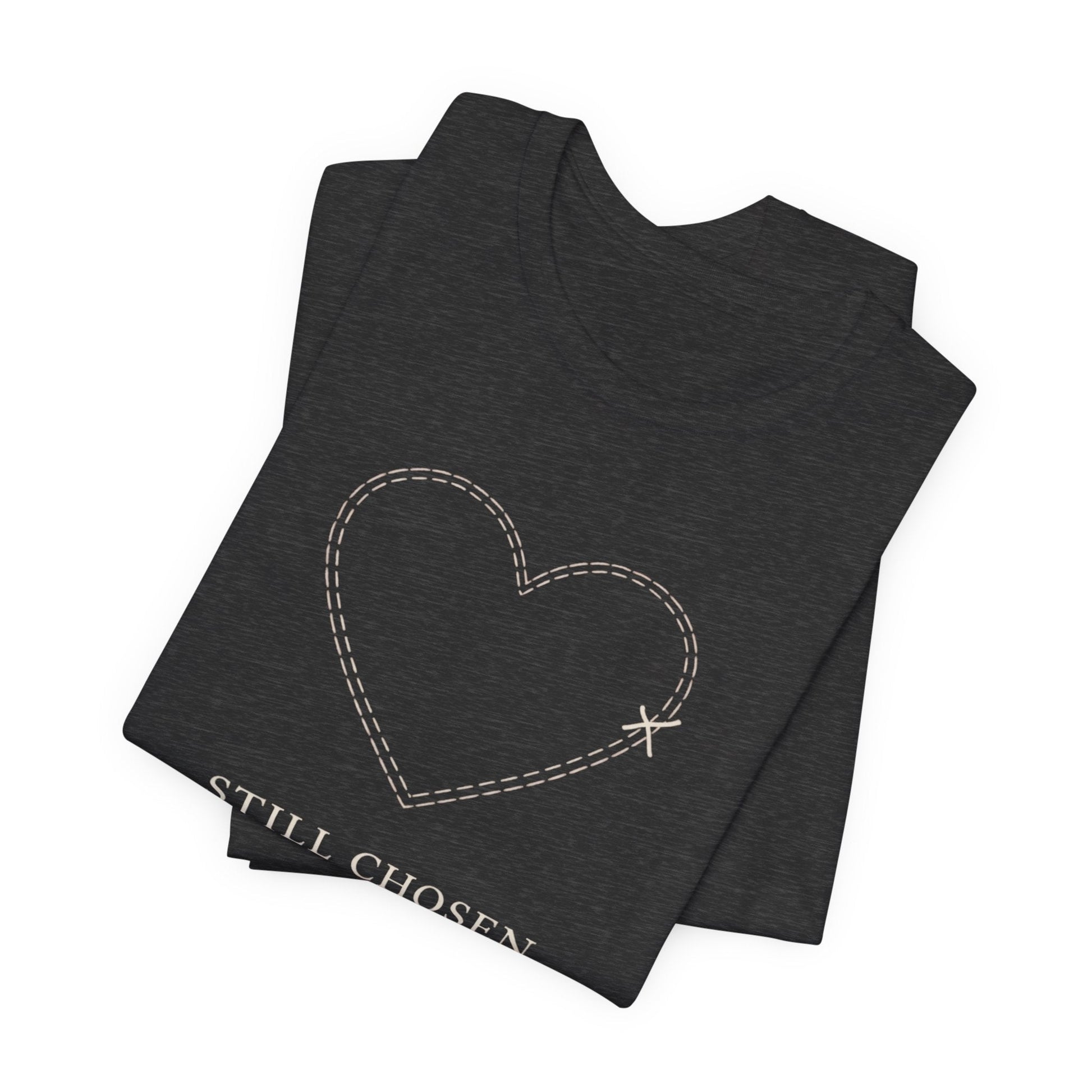 Still Chosen Heart Tee – Minimal Faith - Inspired Unisex Shirt with Stitched Heart Design - Spirit Stitch
