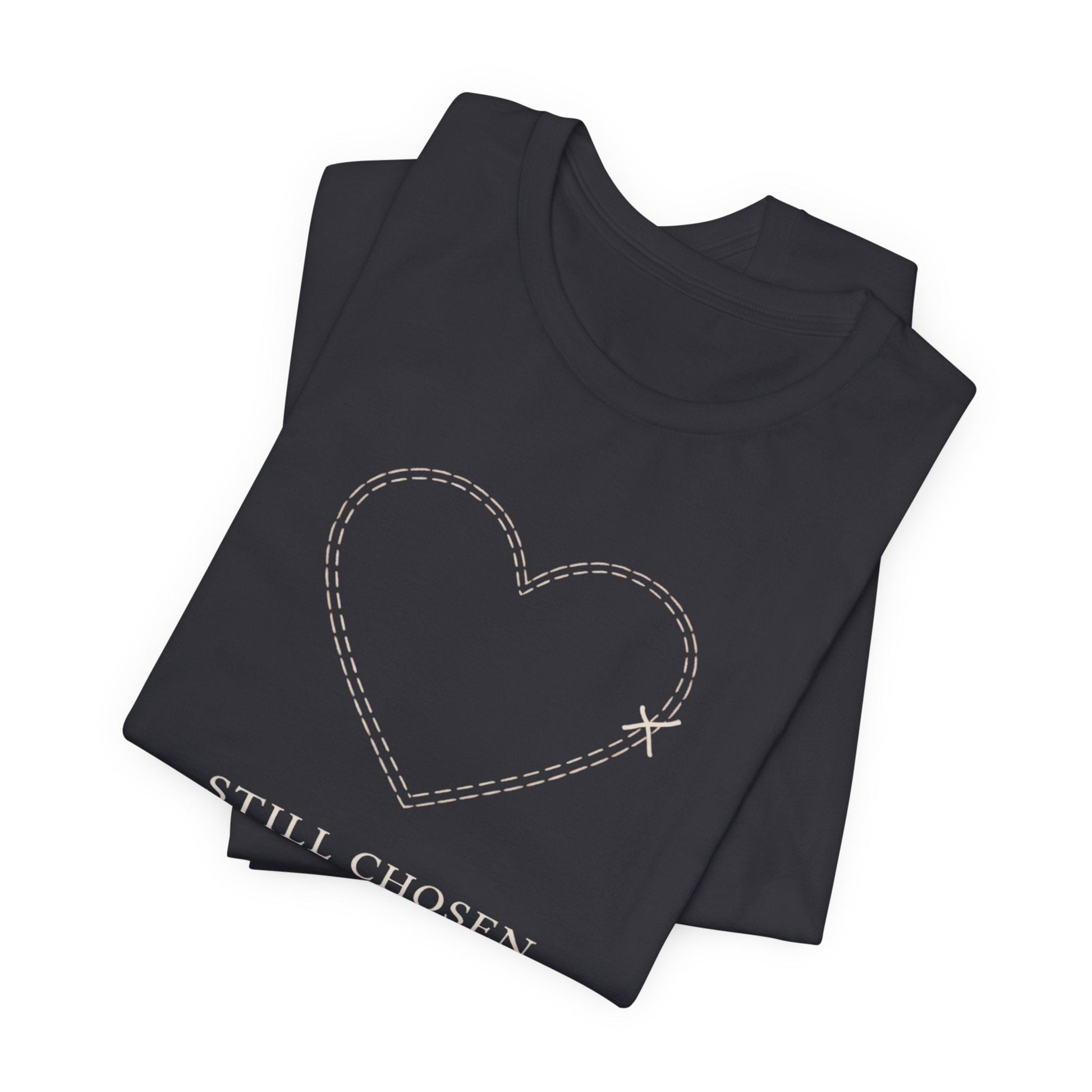 Still Chosen Heart Tee – Minimal Faith - Inspired Unisex Shirt with Stitched Heart Design - Spirit Stitch