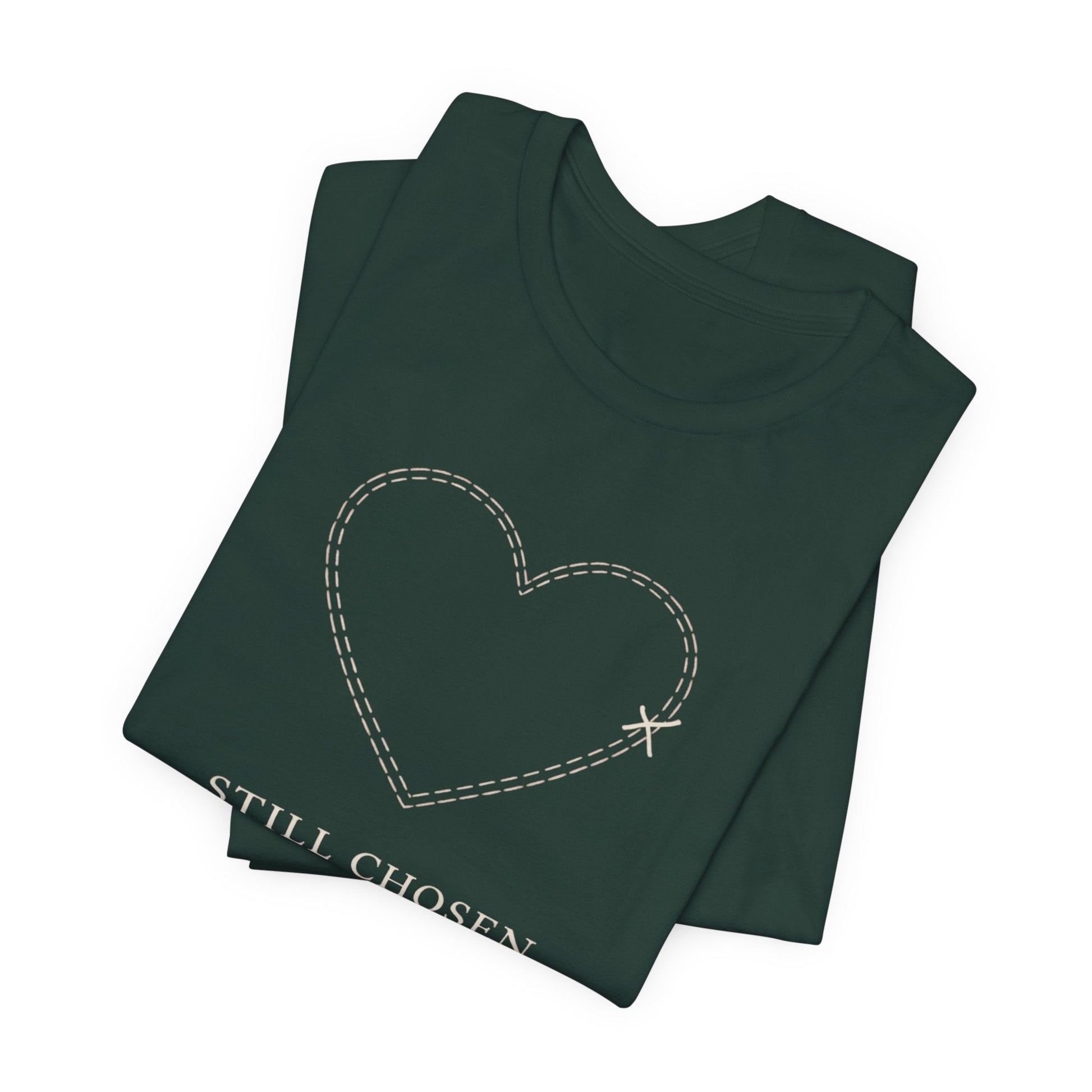 Still Chosen Heart Tee – Minimal Faith - Inspired Unisex Shirt with Stitched Heart Design - Spirit Stitch