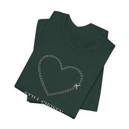 Still Chosen Heart Tee – Minimal Faith - Inspired Unisex Shirt with Stitched Heart Design - Spirit Stitch