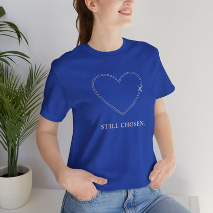 Still Chosen Heart Tee – Minimal Faith - Inspired Unisex Shirt with Stitched Heart Design - Spirit Stitch