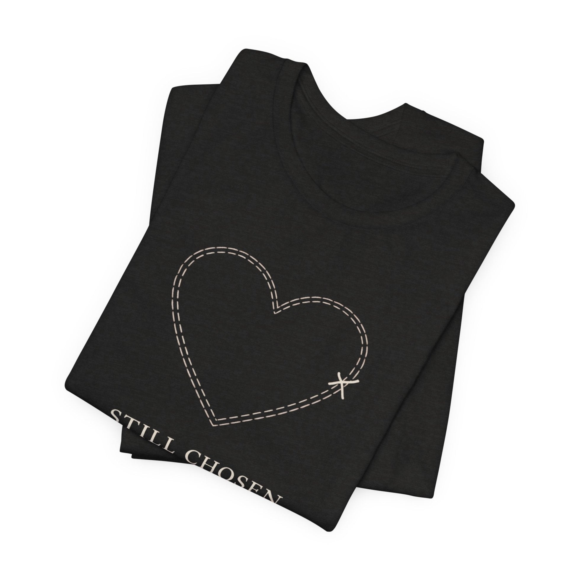Still Chosen Heart Tee – Minimal Faith - Inspired Unisex Shirt with Stitched Heart Design - Spirit Stitch