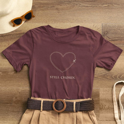 Still Chosen Heart Tee – Minimal Faith - Inspired Unisex Shirt with Stitched Heart Design - Spirit Stitch