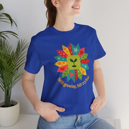 Still Growing Still Trying Shirt – Naive Flower Face Patchwork Tee - Spirit Stitch