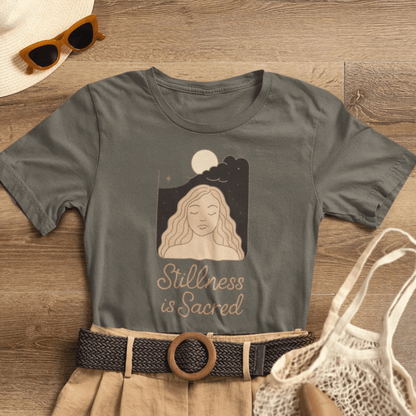 Stillness is Sacred Shirt – Mindfulness Spiritual T-Shirt, Meditative Feminine Graphic Tee, Self - Care Empowerment Top - Spirit Stitch