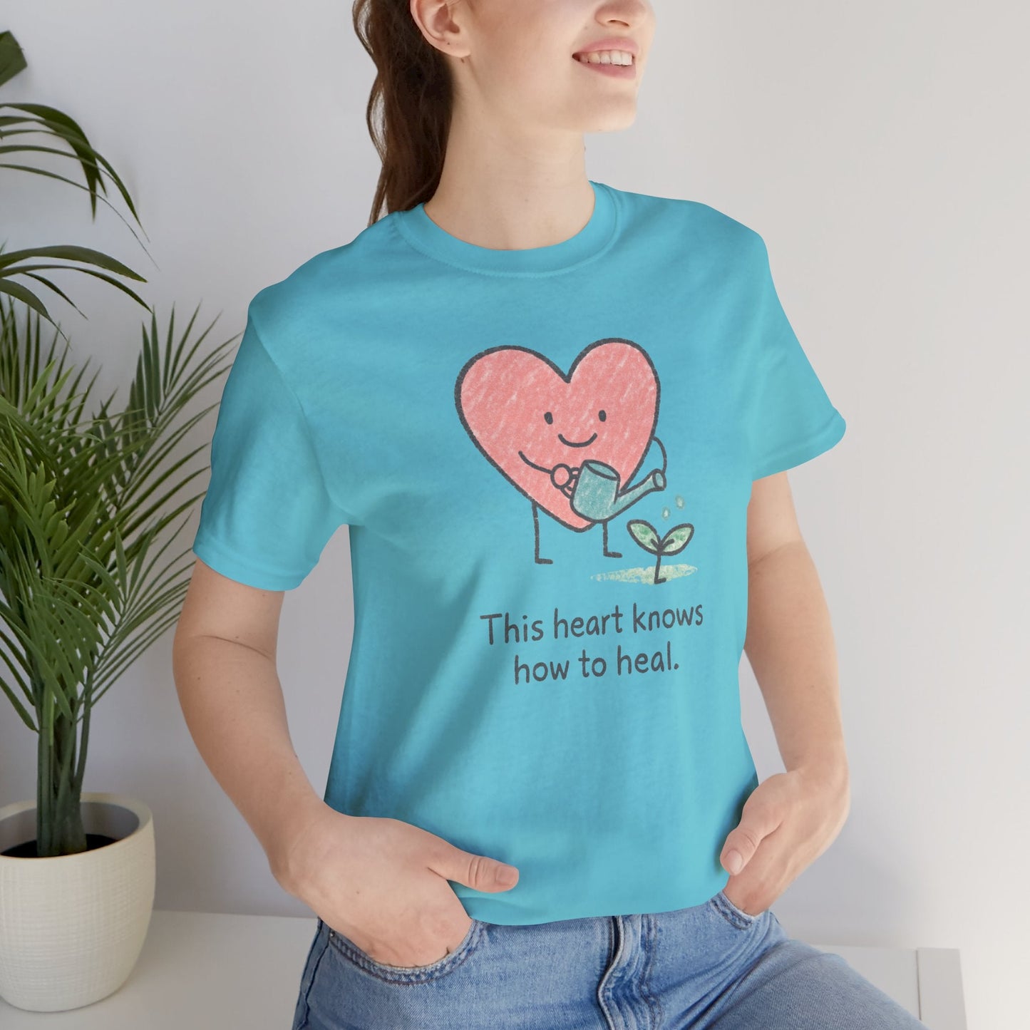 This Heart Knows How to Heal Cute Doodle T-Shirt — Soft Healing Illustration Tee - Spirit Stitch