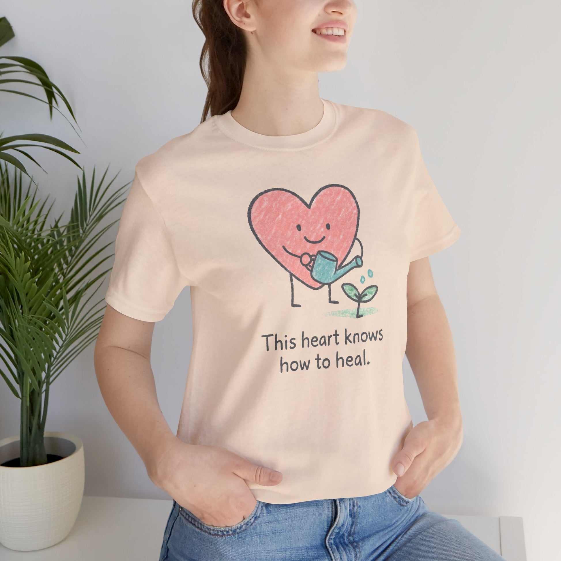 This Heart Knows How to Heal Cute Doodle T-Shirt — Soft Healing Illustration Tee - Spirit Stitch