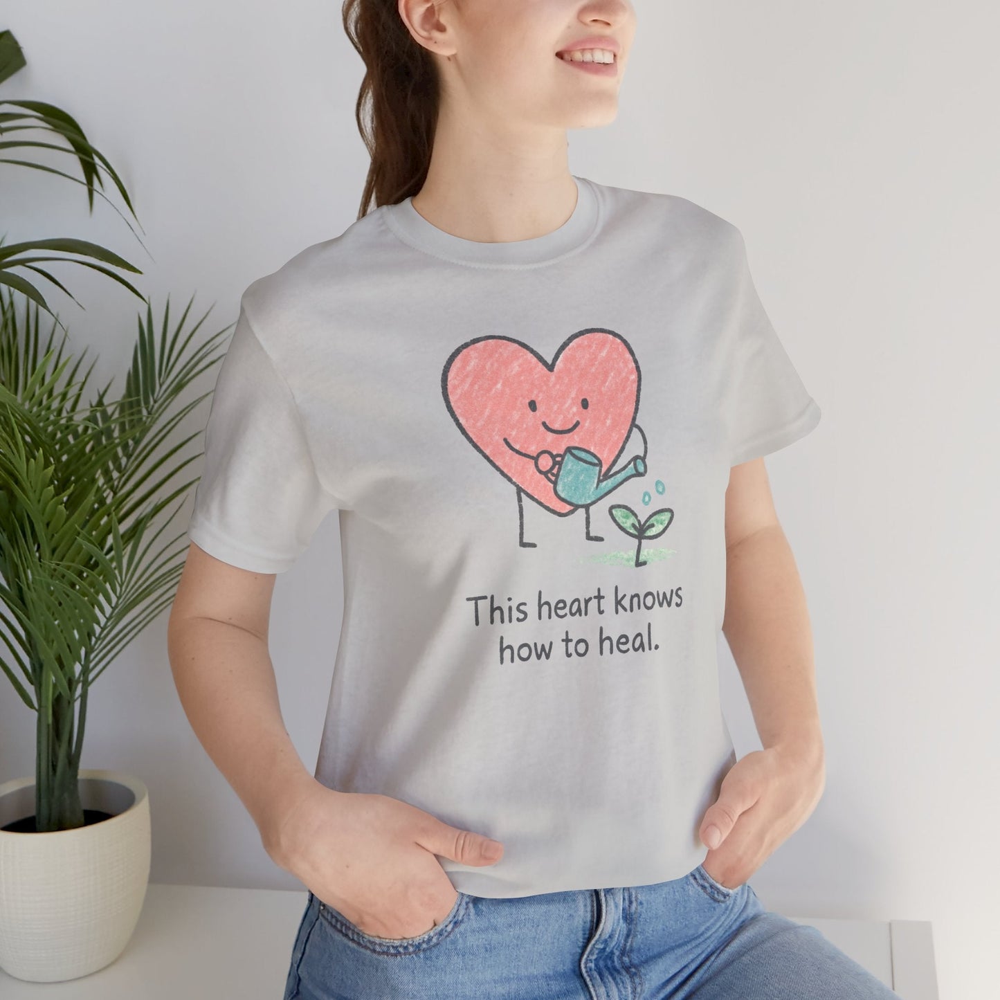 This Heart Knows How to Heal Cute Doodle T-Shirt — Soft Healing Illustration Tee - Spirit Stitch