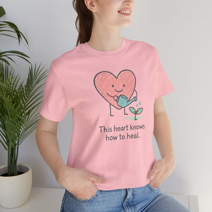 This Heart Knows How to Heal Cute Doodle T-Shirt — Soft Healing Illustration Tee - Spirit Stitch