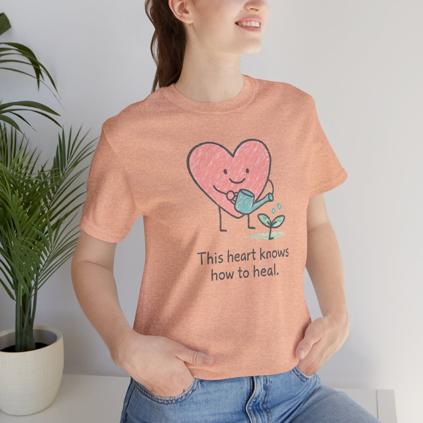 This Heart Knows How to Heal Cute Doodle T-Shirt — Soft Healing Illustration Tee - Spirit Stitch
