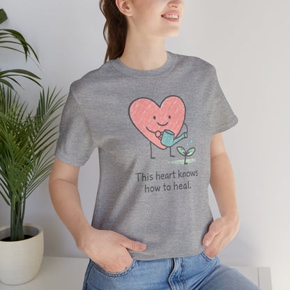 This Heart Knows How to Heal Cute Doodle T-Shirt — Soft Healing Illustration Tee - Spirit Stitch