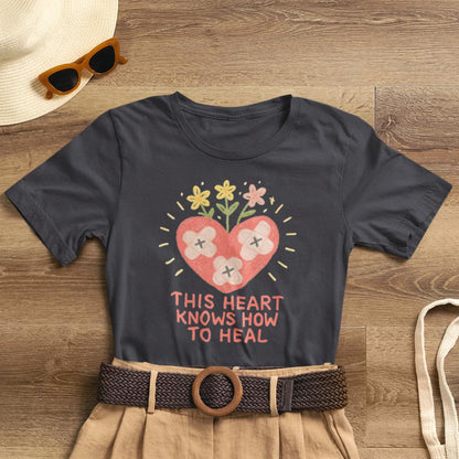 This Heart Knows How to Heal Pastel T-Shirt — Soft Healing Aesthetic Tee - Spirit Stitch