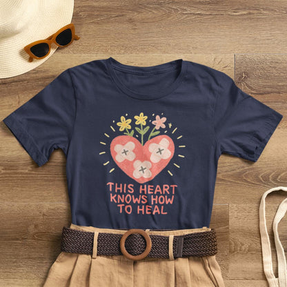 This Heart Knows How to Heal Pastel T-Shirt — Soft Healing Aesthetic Tee - Spirit Stitch
