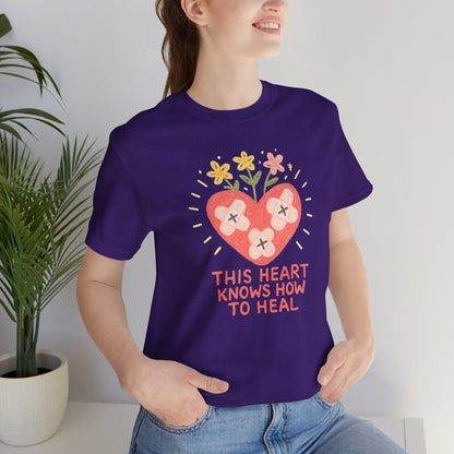 This Heart Knows How to Heal Pastel T-Shirt — Soft Healing Aesthetic Tee - Spirit Stitch