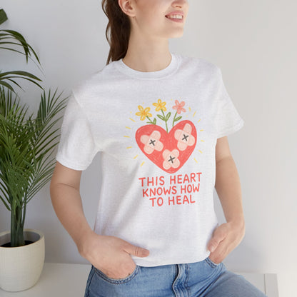 This Heart Knows How to Heal Pastel T-Shirt — Soft Healing Aesthetic Tee - Spirit Stitch