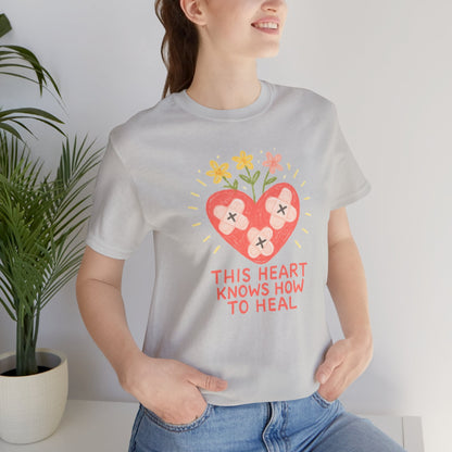 This Heart Knows How to Heal Pastel T-Shirt — Soft Healing Aesthetic Tee - Spirit Stitch