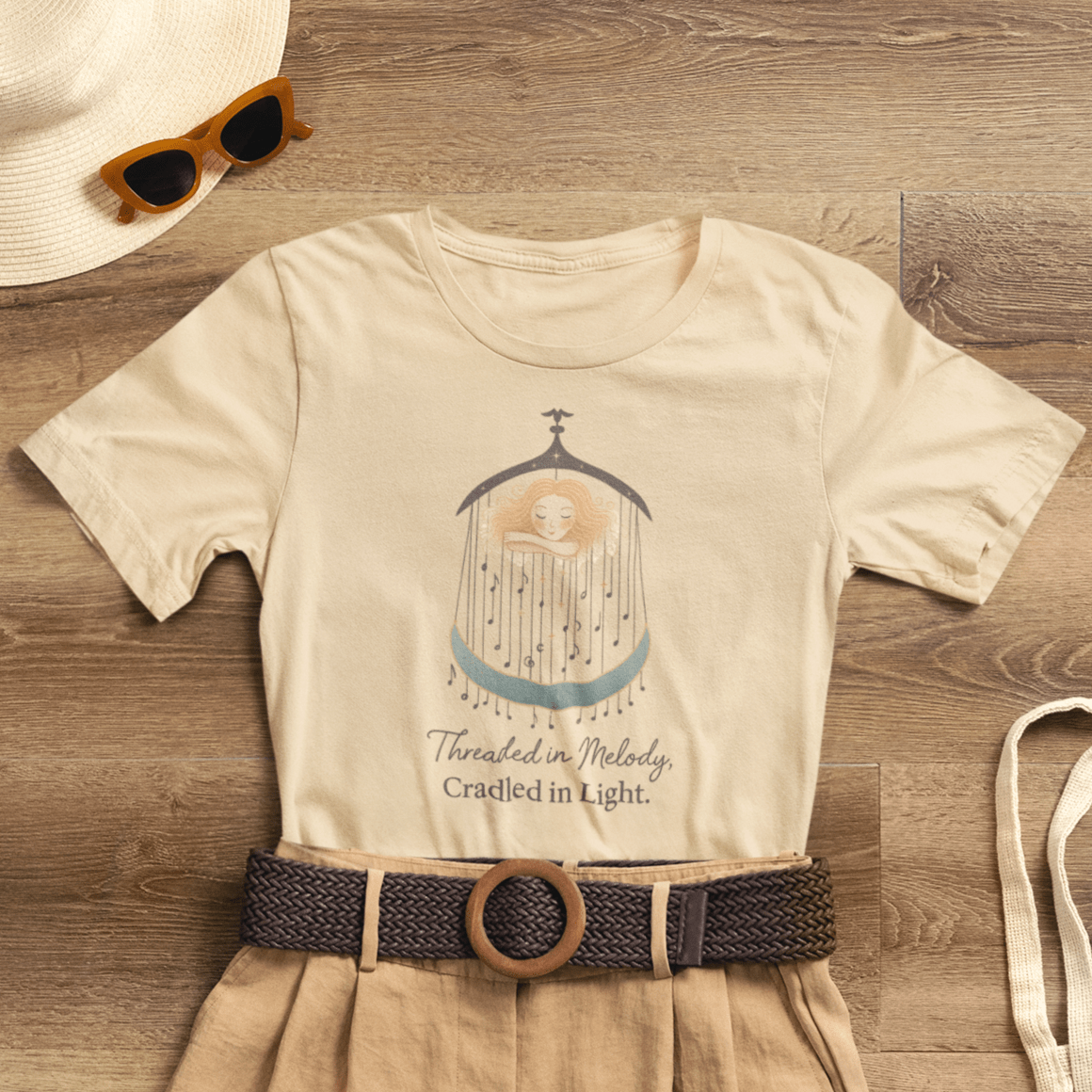 Threaded in Melody, Cradled in Light – Dreamy Lullaby - Inspired Affirmation Tee - Spirit Stitch