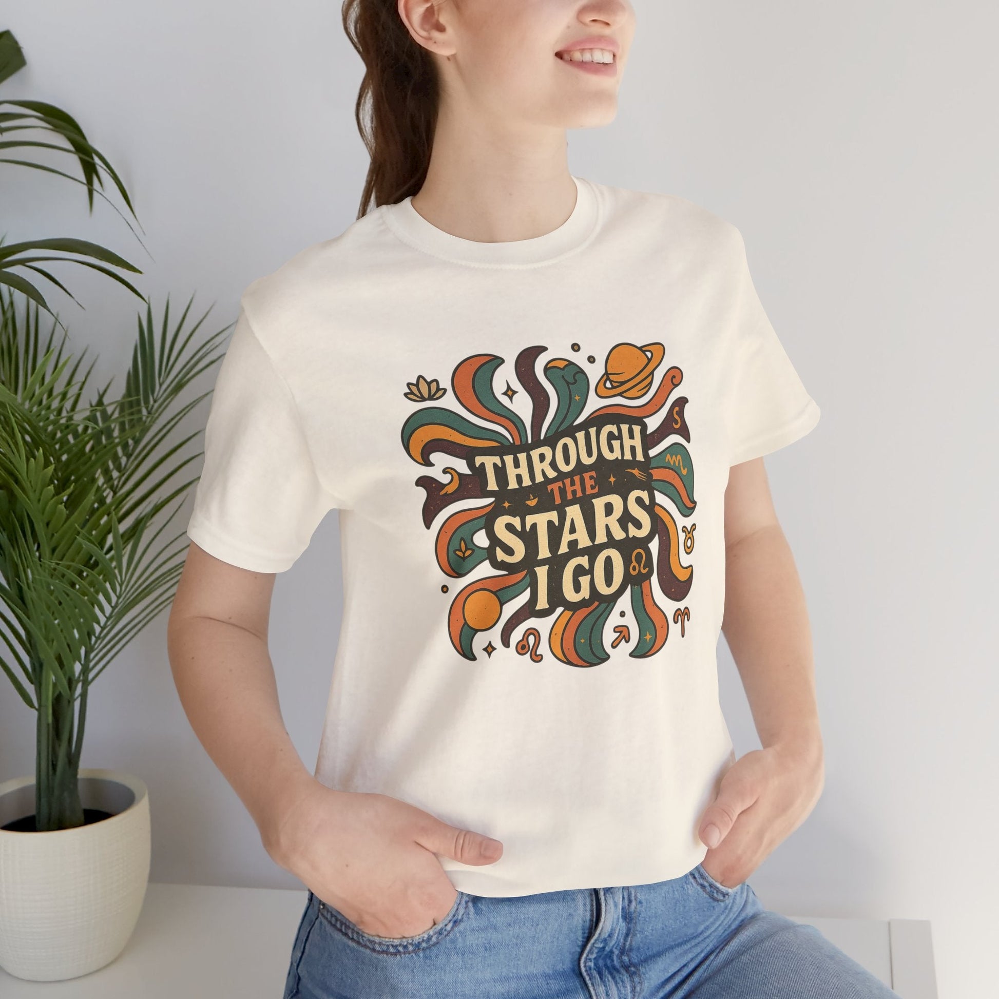 Through the Stars I Go Shirt | Retro Spacecore Tee | Cosmic Journey Top | Gentle Rebels Collection - Spirit Stitch