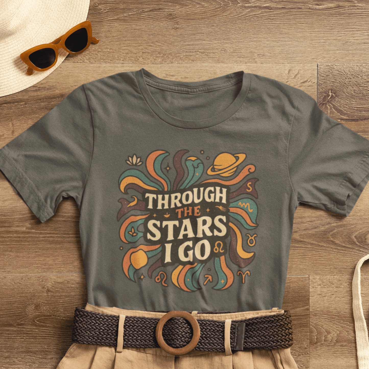 Through the Stars I Go Shirt | Retro Spacecore Tee | Cosmic Journey Top | Gentle Rebels Collection - Spirit Stitch