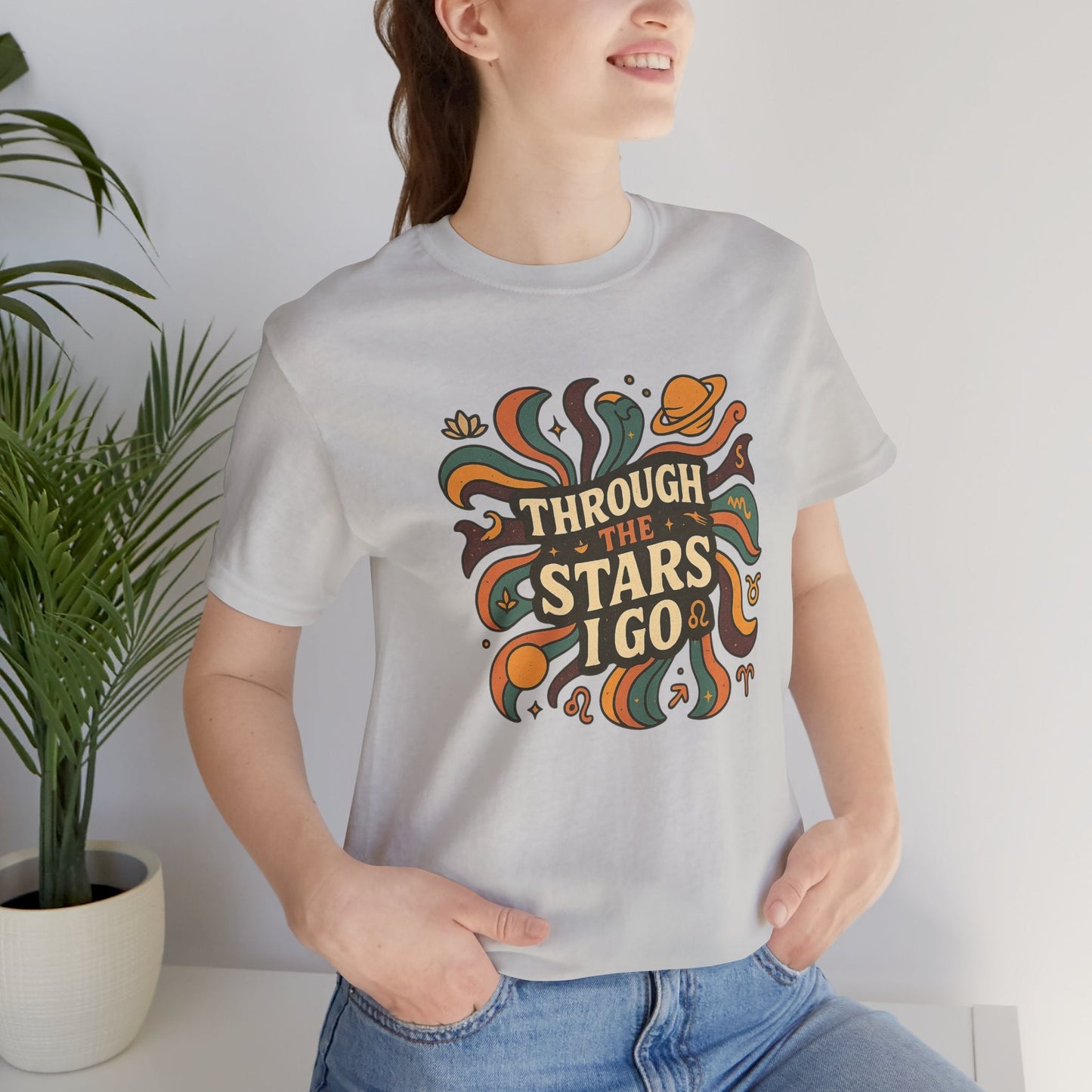 Through the Stars I Go Shirt | Retro Spacecore Tee | Cosmic Journey Top | Gentle Rebels Collection - Spirit Stitch