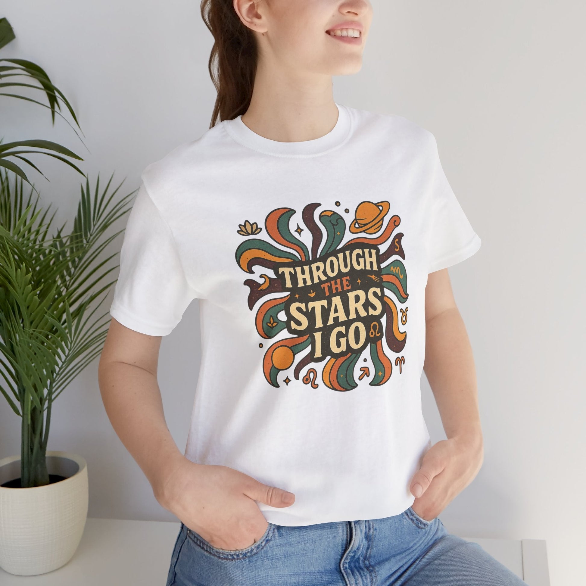 Through the Stars I Go Shirt | Retro Spacecore Tee | Cosmic Journey Top | Gentle Rebels Collection - Spirit Stitch