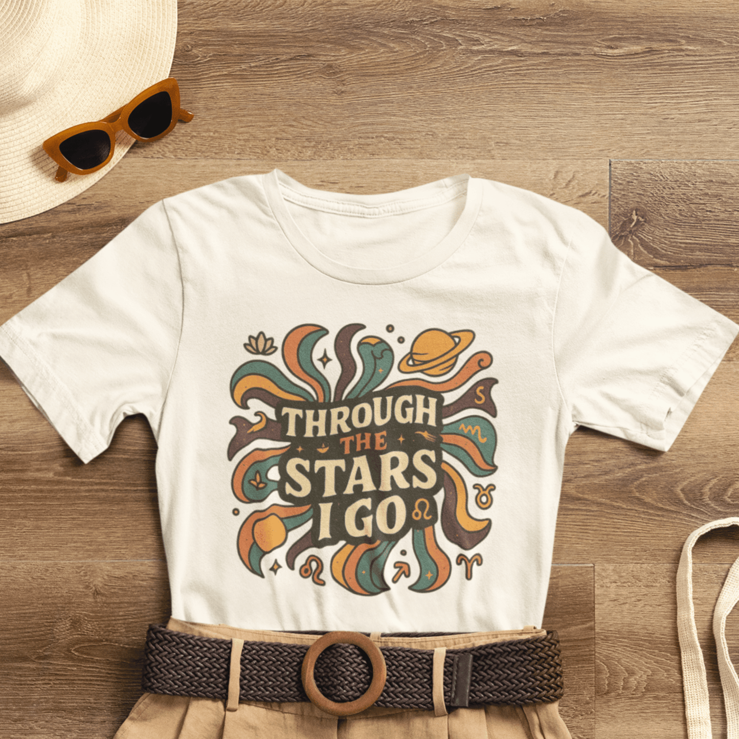Through the Stars I Go Shirt | Retro Spacecore Tee | Cosmic Journey Top | Gentle Rebels Collection - Spirit Stitch
