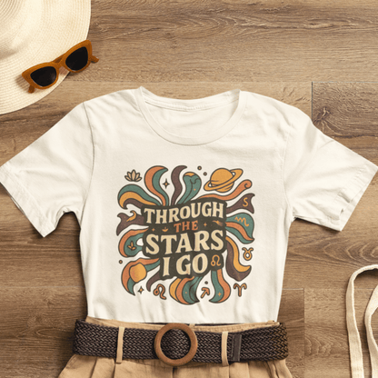 Through the Stars I Go Shirt | Retro Spacecore Tee | Cosmic Journey Top | Gentle Rebels Collection - Spirit Stitch