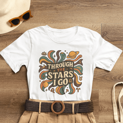 Through the Stars I Go Shirt | Retro Spacecore Tee | Cosmic Journey Top | Gentle Rebels Collection - Spirit Stitch