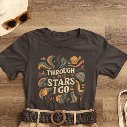 Through the Stars I Go Shirt | Retro Spacecore Tee | Cosmic Journey Top | Gentle Rebels Collection - Spirit Stitch