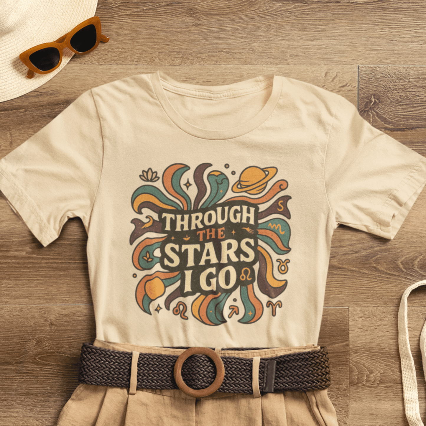 Through the Stars I Go Shirt | Retro Spacecore Tee | Cosmic Journey Top | Gentle Rebels Collection - Spirit Stitch