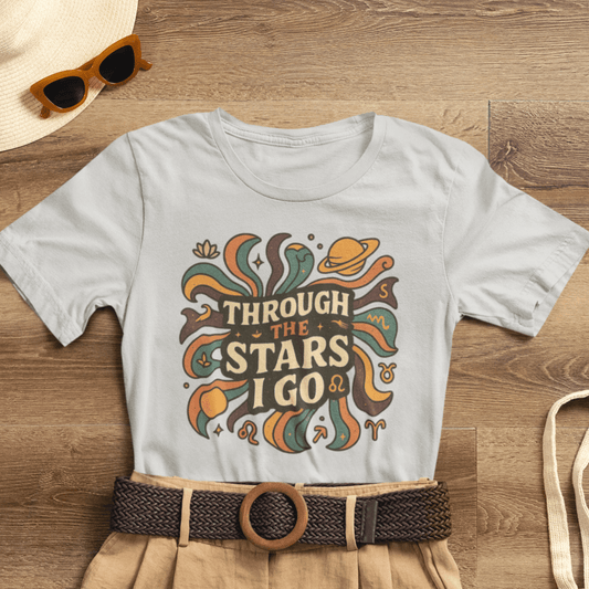 Through the Stars I Go Shirt | Retro Spacecore Tee | Cosmic Journey Top | Gentle Rebels Collection - Spirit Stitch