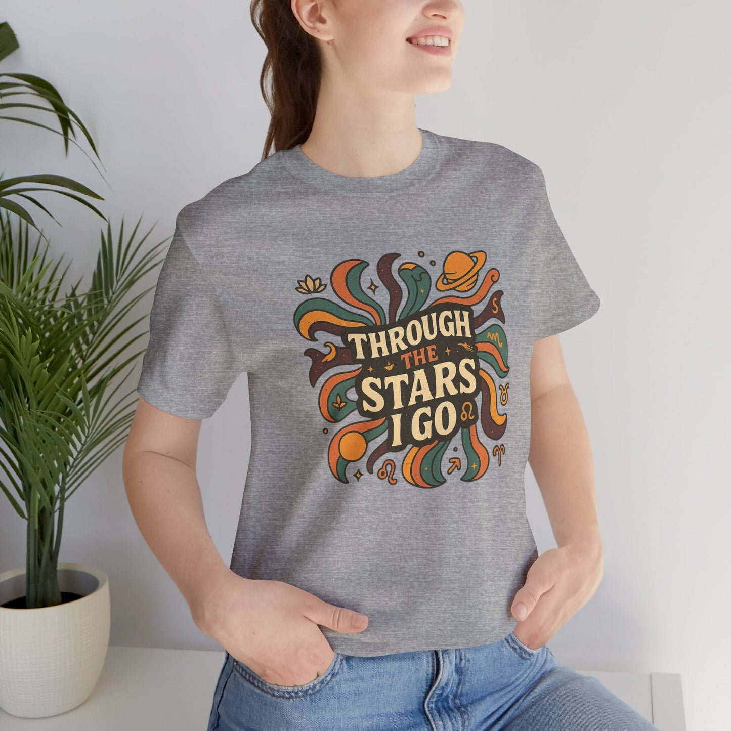 Through the Stars I Go Shirt | Retro Spacecore Tee | Cosmic Journey Top | Gentle Rebels Collection - Spirit Stitch