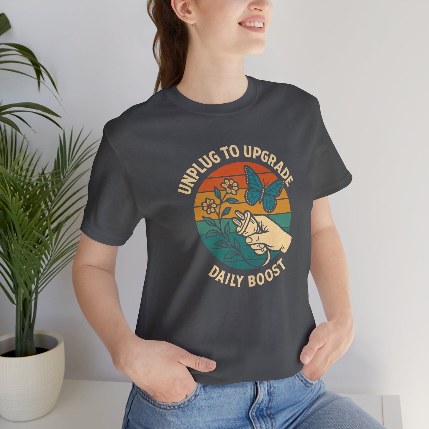 Unplug to Upgrade Shirt | Mindful Living Tee | Daily Boost Nature Top | Gentle Rebels Collection - Spirit Stitch