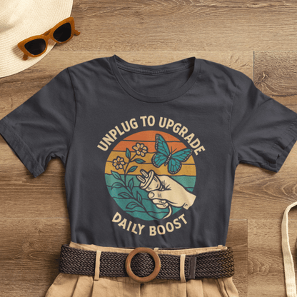 Unplug to Upgrade Shirt | Mindful Living Tee | Daily Boost Nature Top | Gentle Rebels Collection - Spirit Stitch