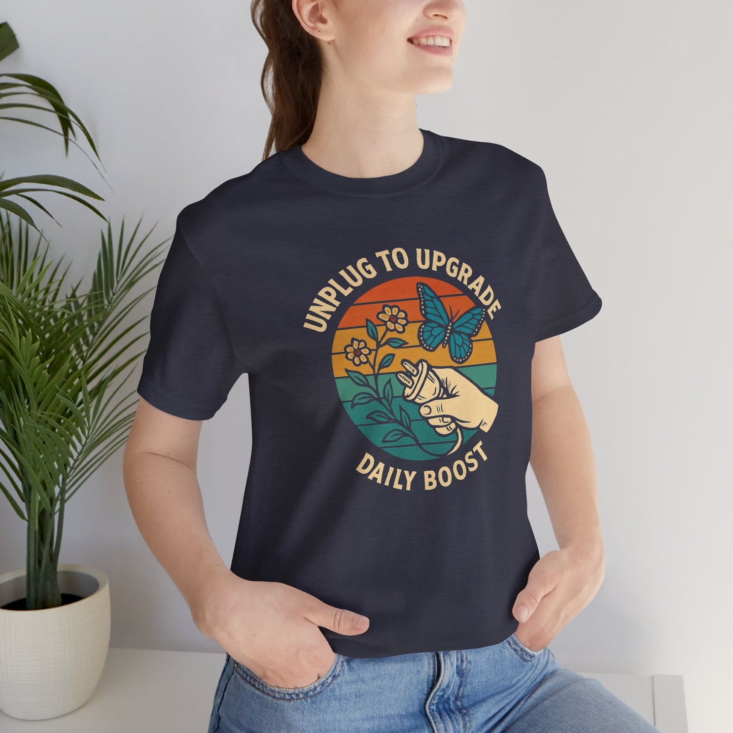 Unplug to Upgrade Shirt | Mindful Living Tee | Daily Boost Nature Top | Gentle Rebels Collection - Spirit Stitch