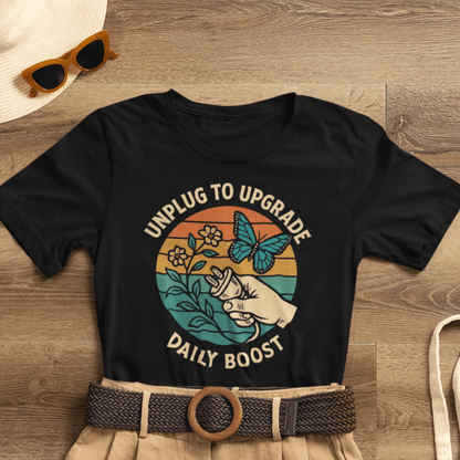 Unplug to Upgrade Shirt | Mindful Living Tee | Daily Boost Nature Top | Gentle Rebels Collection - Spirit Stitch