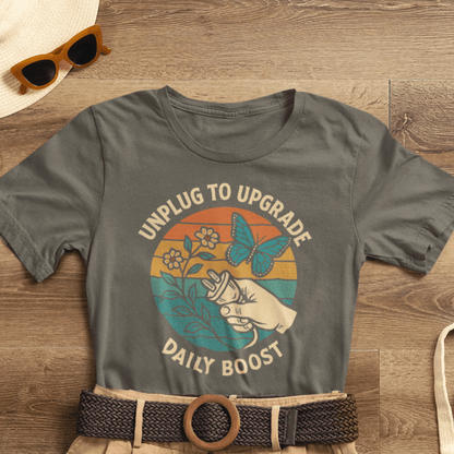 Unplug to Upgrade Shirt | Mindful Living Tee | Daily Boost Nature Top | Gentle Rebels Collection - Spirit Stitch