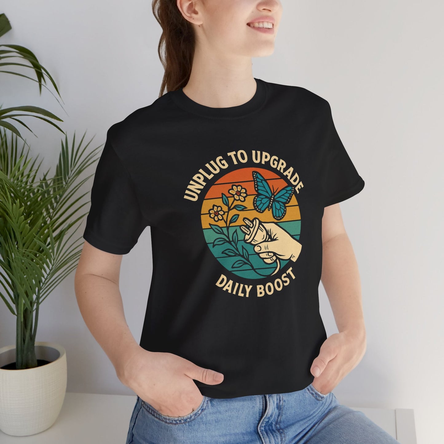 Unplug to Upgrade Shirt | Mindful Living Tee | Daily Boost Nature Top | Gentle Rebels Collection - Spirit Stitch