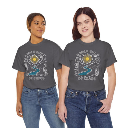 Walk Out of Chaos Shirt | Classic Heavy Cotton Tee | Healing Journey Tee | Spiritual Nature Gift | Sun River Floral Shirt - Spirit Stitch
