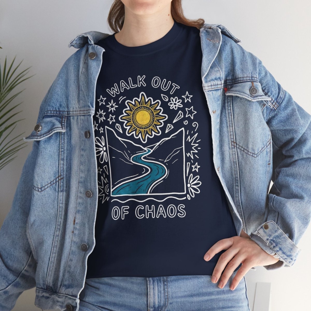 Walk Out of Chaos Shirt | Classic Heavy Cotton Tee | Healing Journey Tee | Spiritual Nature Gift | Sun River Floral Shirt - Spirit Stitch
