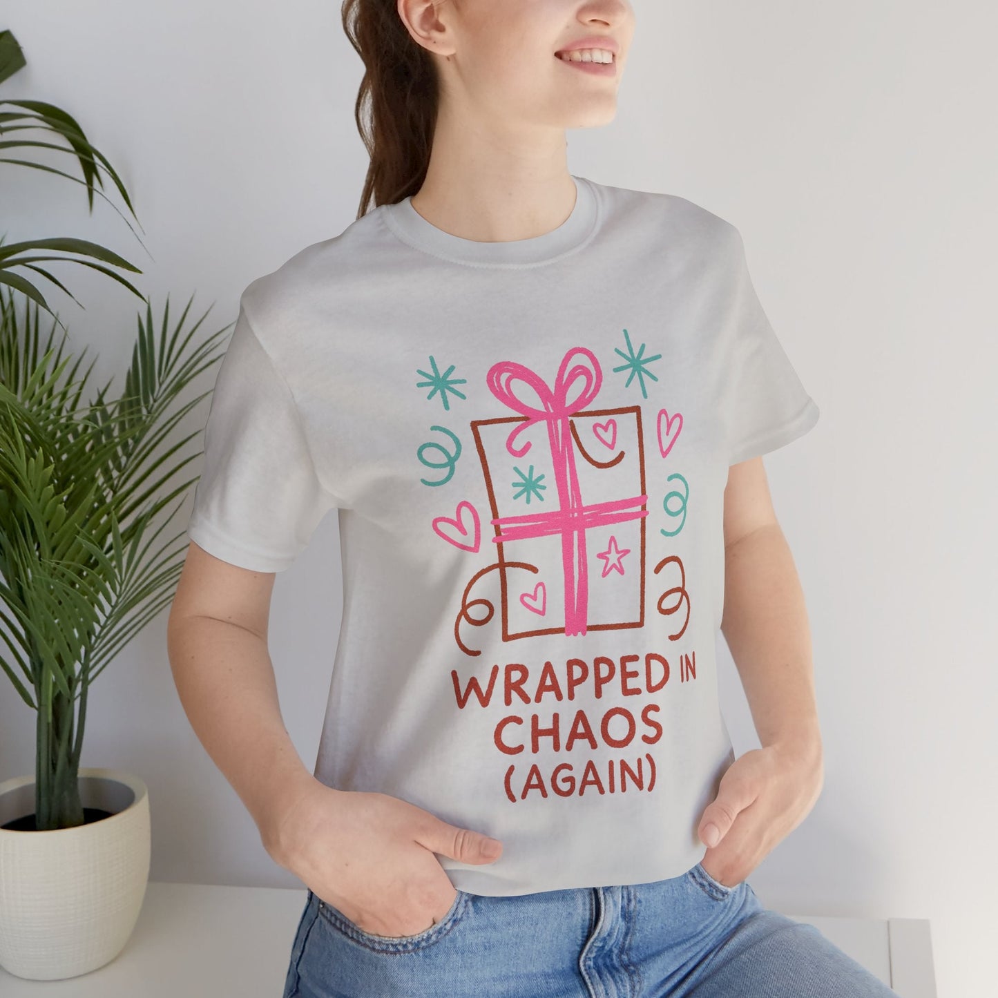 Wrapped in Chaos (Again) – Cozy Emotional Humor T-Shirt - Spirit Stitch