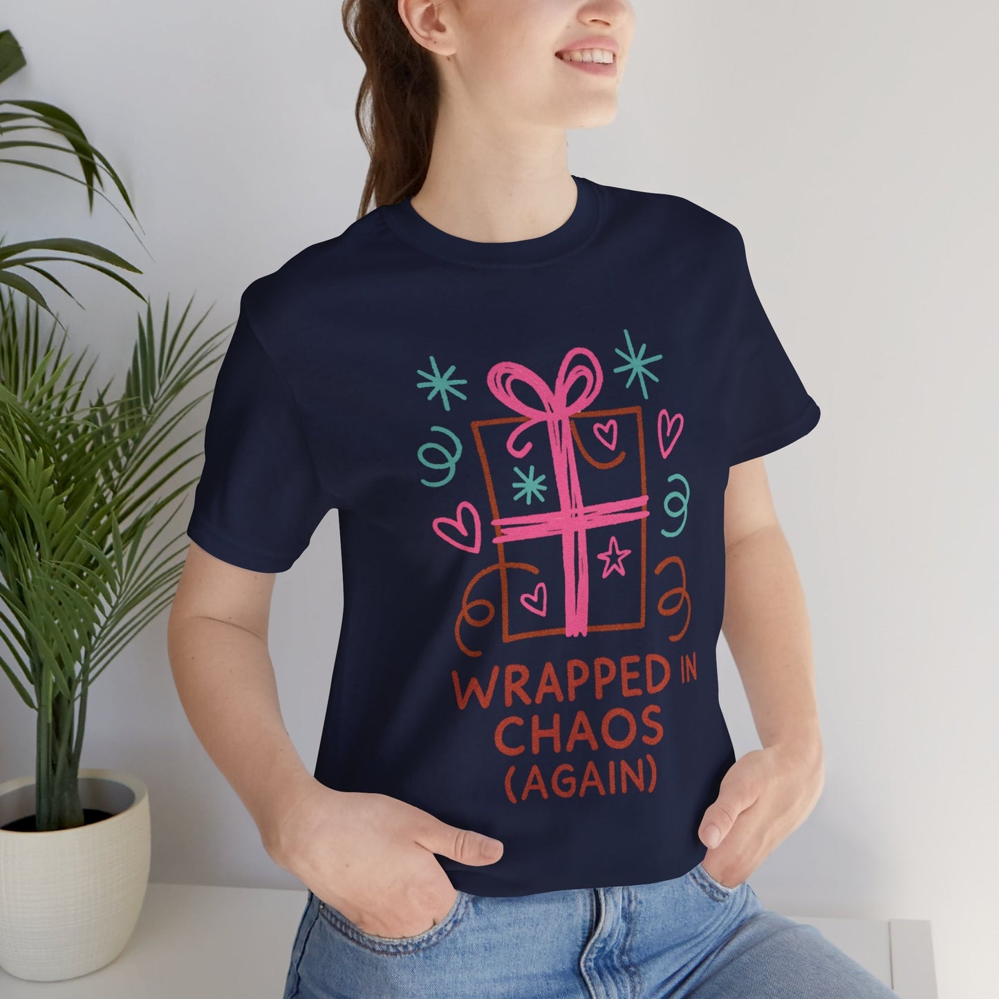 Wrapped in Chaos (Again) – Cozy Emotional Humor T-Shirt - Spirit Stitch