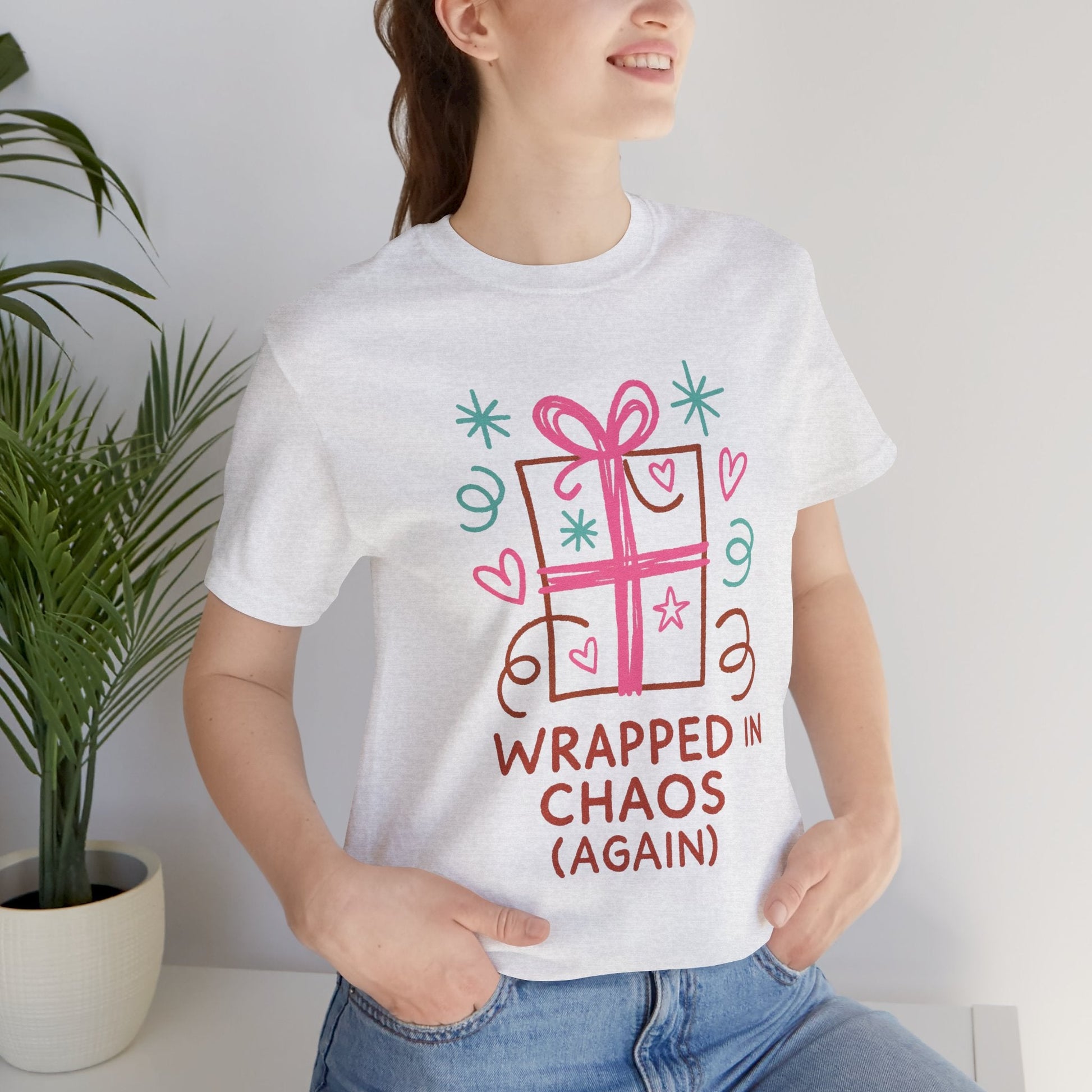 Wrapped in Chaos (Again) – Cozy Emotional Humor T-Shirt - Spirit Stitch