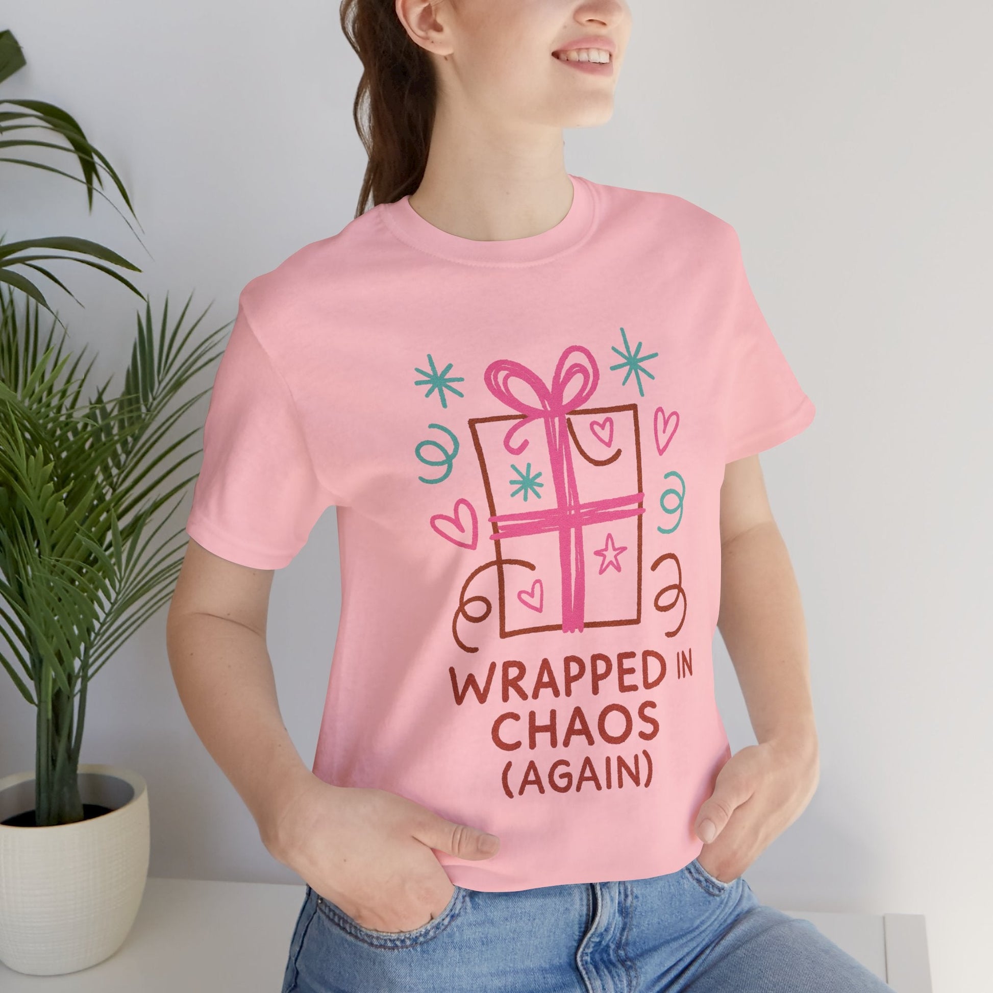 Wrapped in Chaos (Again) – Cozy Emotional Humor T-Shirt - Spirit Stitch