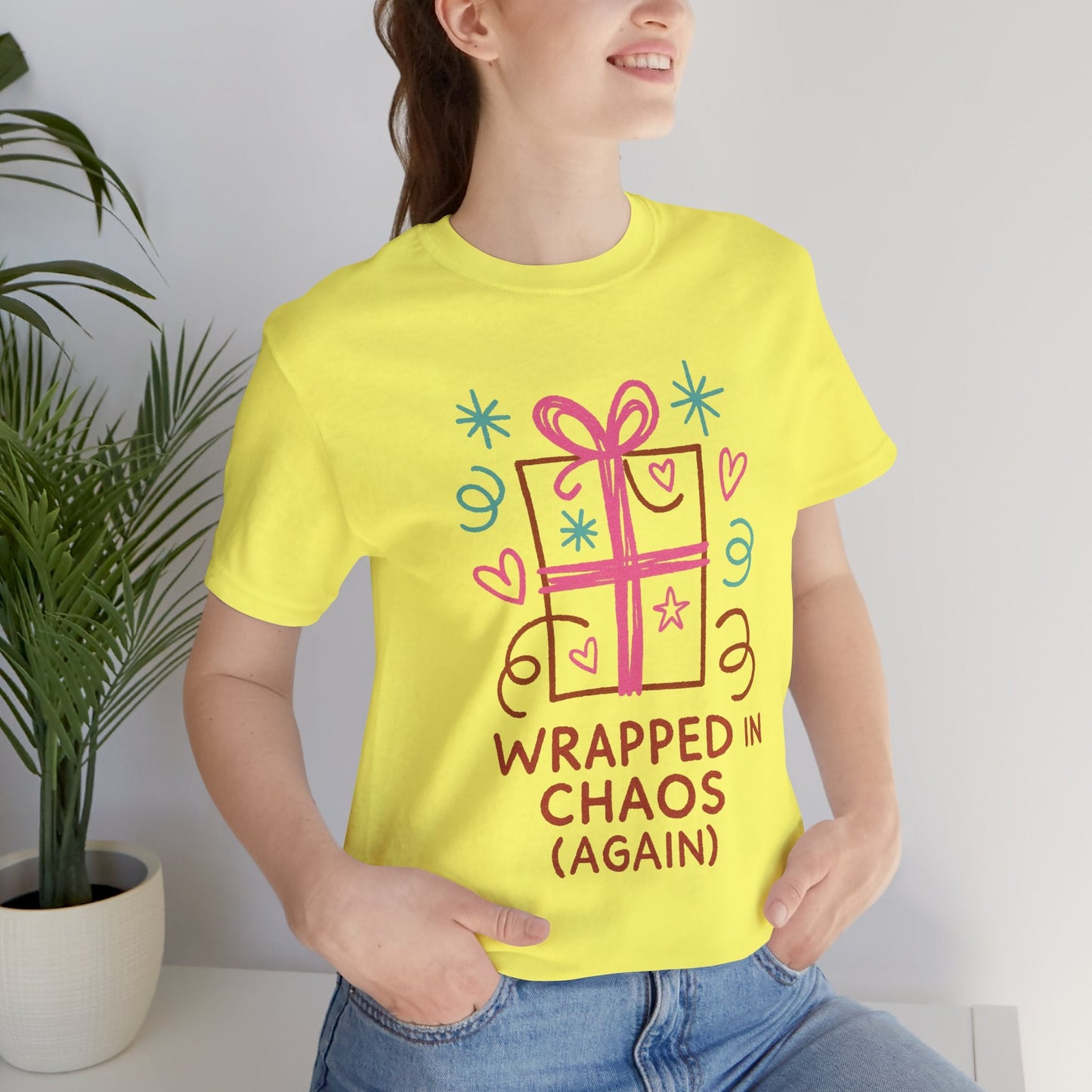 Wrapped in Chaos (Again) – Cozy Emotional Humor T-Shirt - Spirit Stitch