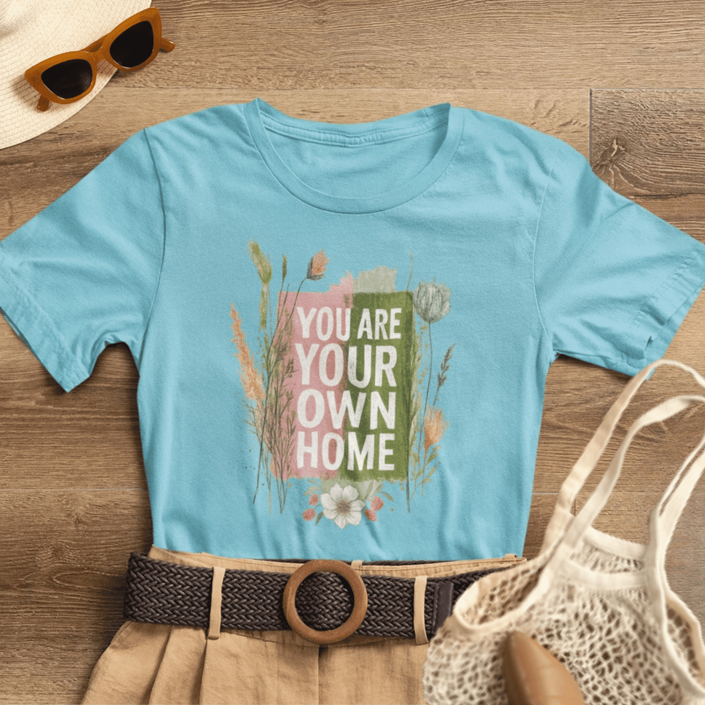 Botanical affirmation T-shirt by Printify featuring nature-inspired self-love quote on a comfortable cotton tee.