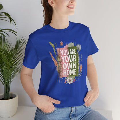 Botanical affirmation T-shirt by Printify featuring nature-inspired self-love message on a comfortable casual tee.