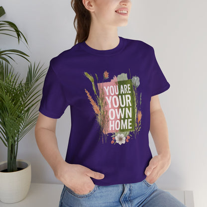 Botanical affirmation T-shirt by Printify featuring nature-inspired self-love design on a comfortable casual tee.