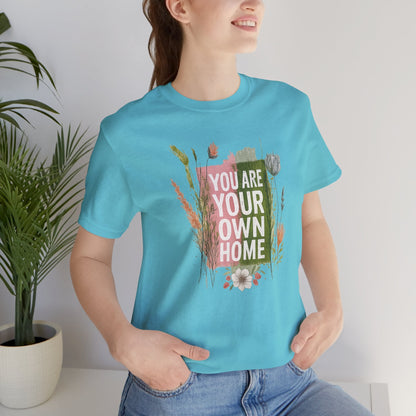 Botanical affirmation T-shirt by Printify featuring nature-inspired self-love message on a casual cotton tee.
